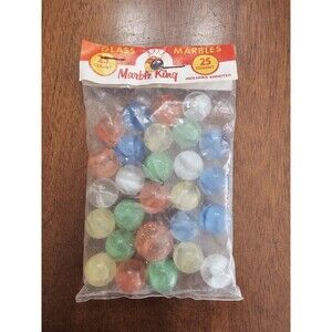 Marble King Glass Marbles 25 Count W/Shooter VINTAGE 1960s New Original Package